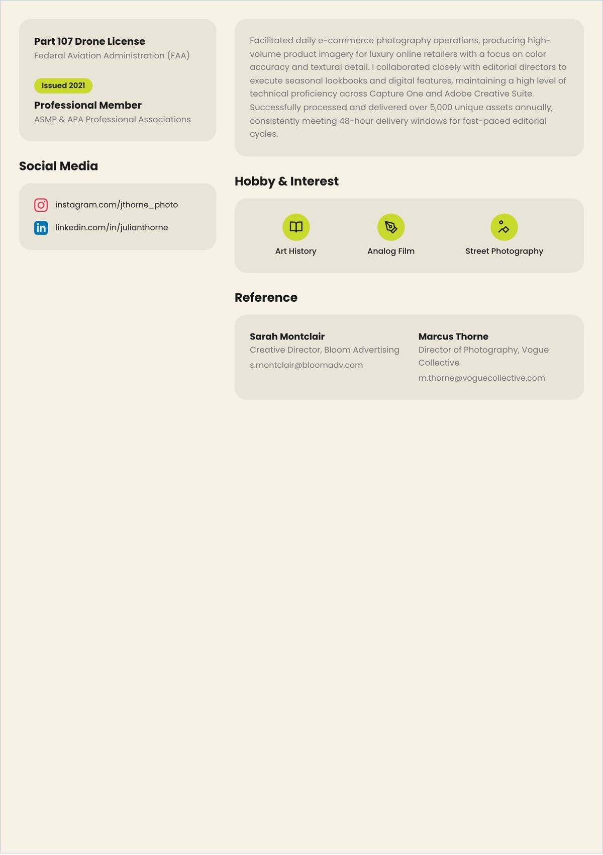 Free Creative Photo ATS Resume Template, AI Resume Builder