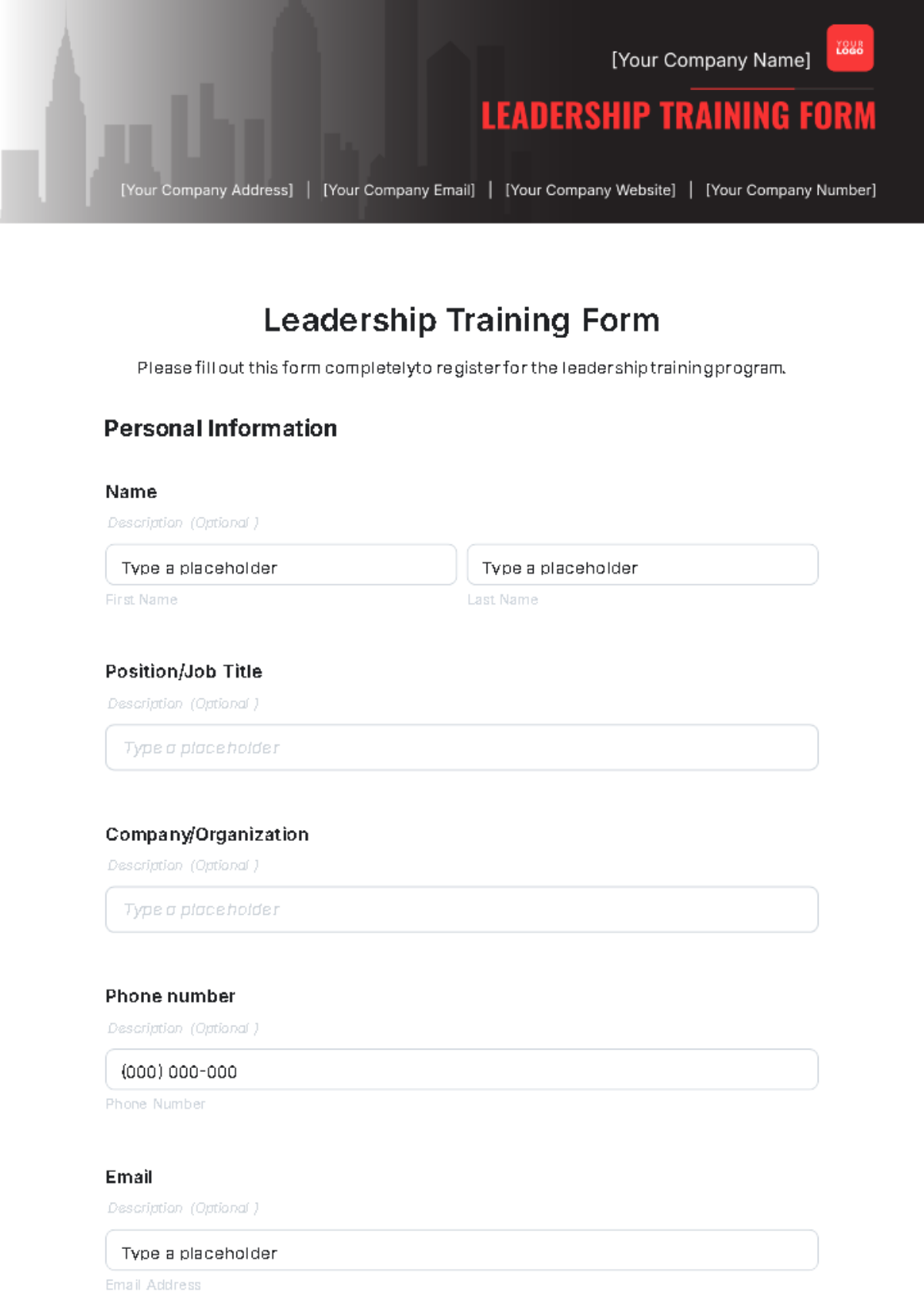 Leadership Training Form Template - Edit Online & Download