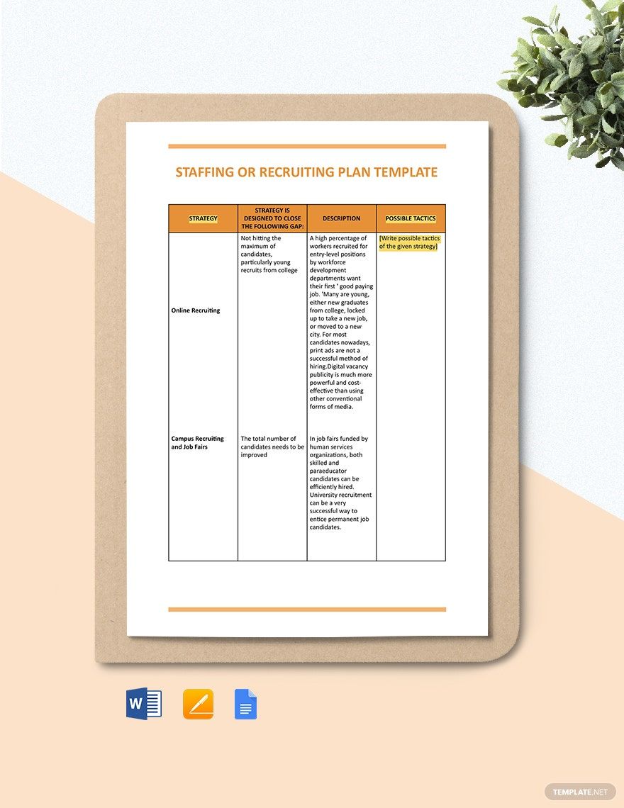 Staffing or Recruiting Plan Template