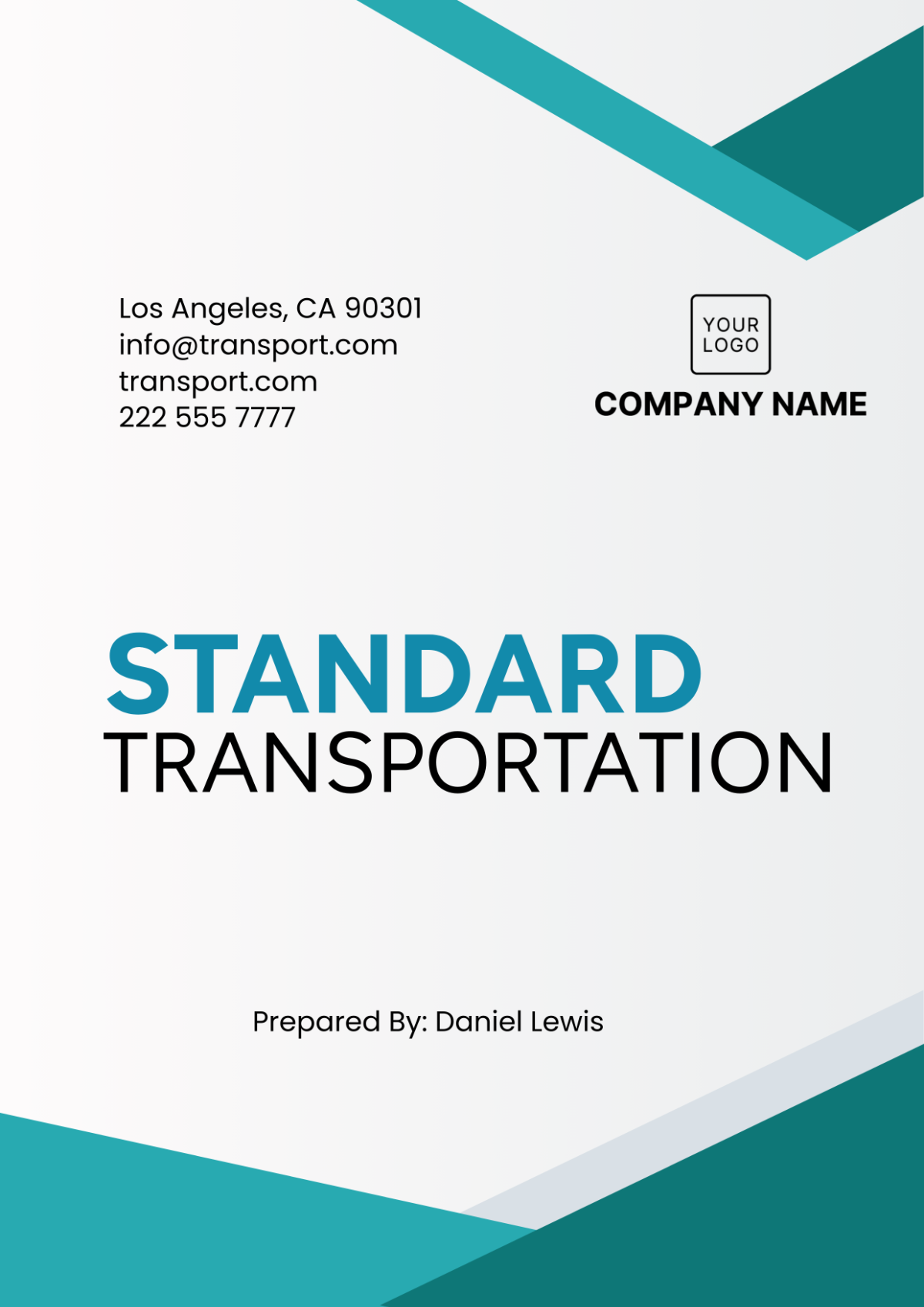 Standard Transportation Cover Page