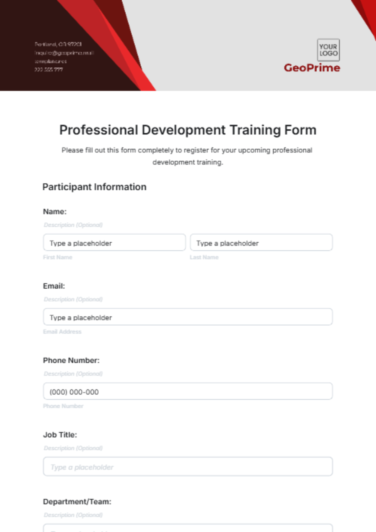 Professional Development Training Form Template - Edit Online & Download