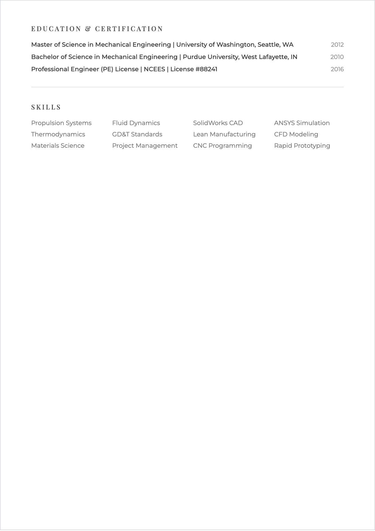 Free Engineer Photo ATS Resume Template, AI Resume Builder