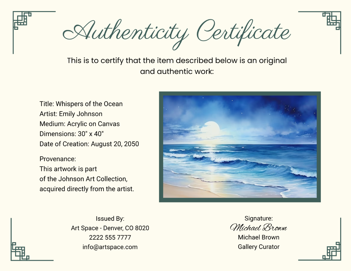 Printable Authenticity Certificate Template - Edit Online & Download