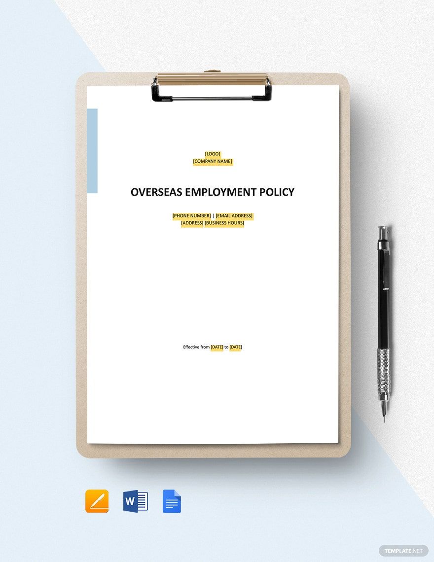 Overseas Employment Policy Template