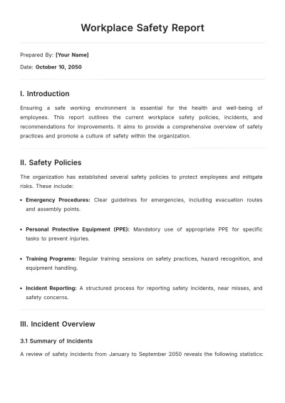 Free Workplace Safety Report Template to Edit Online