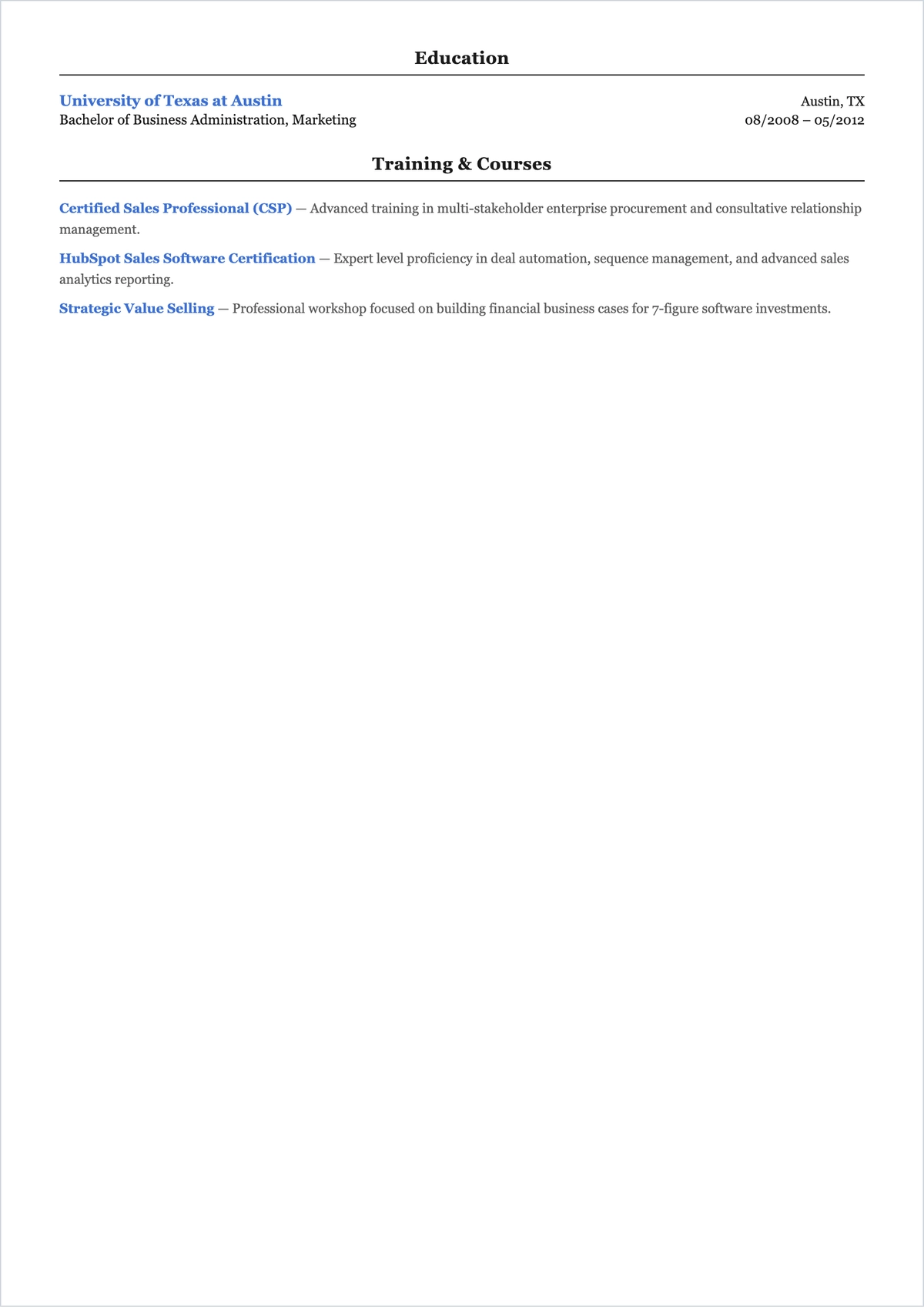 Free Sales Executive ATS Resume Template, AI Resume Builder