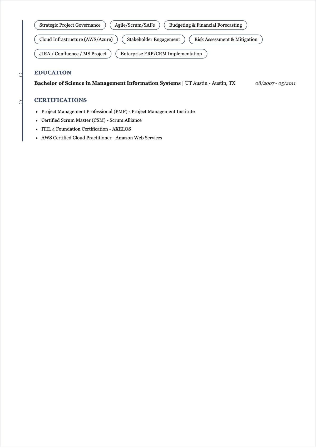 Free IT Project Manager Photo Resume Template to Edit Online