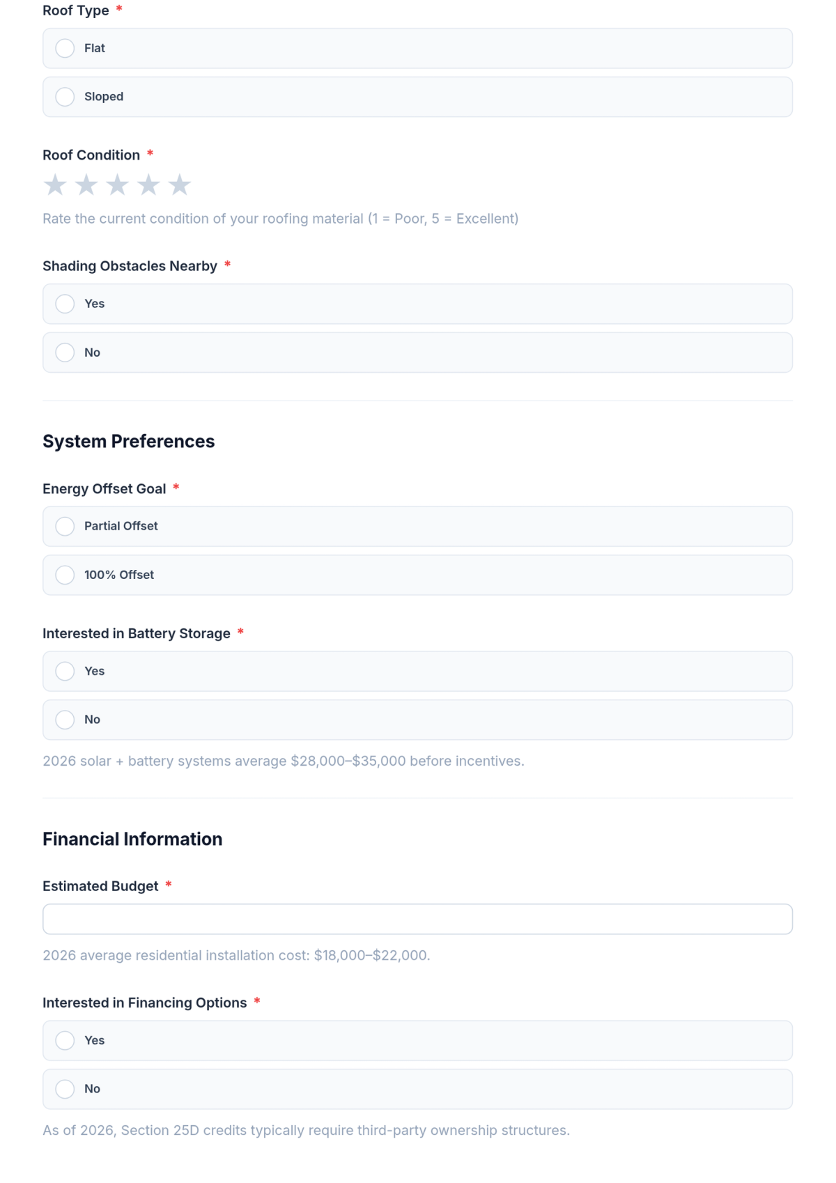Free Solar Energy Assessment Form Template & AI Maker
