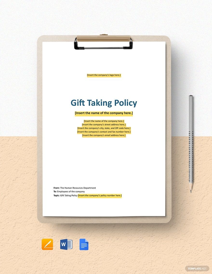 Gifts: Taking Policy Template