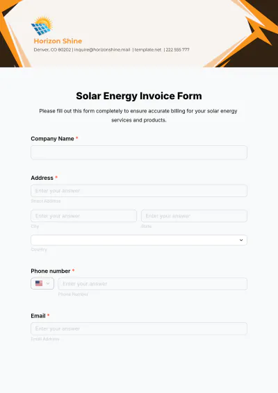 Free Solar Energy Invoice Form Template to Edit Online