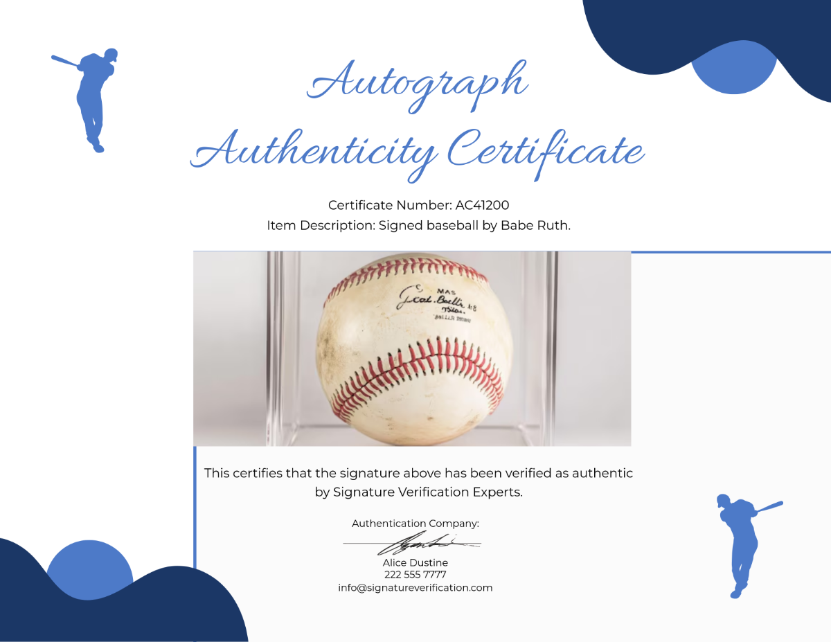 Autograph Authenticity Certificate Template - Edit Online & Download