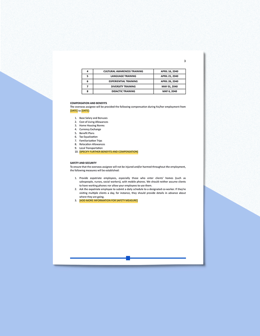 Overseas Assignment Opportunity Policy Template