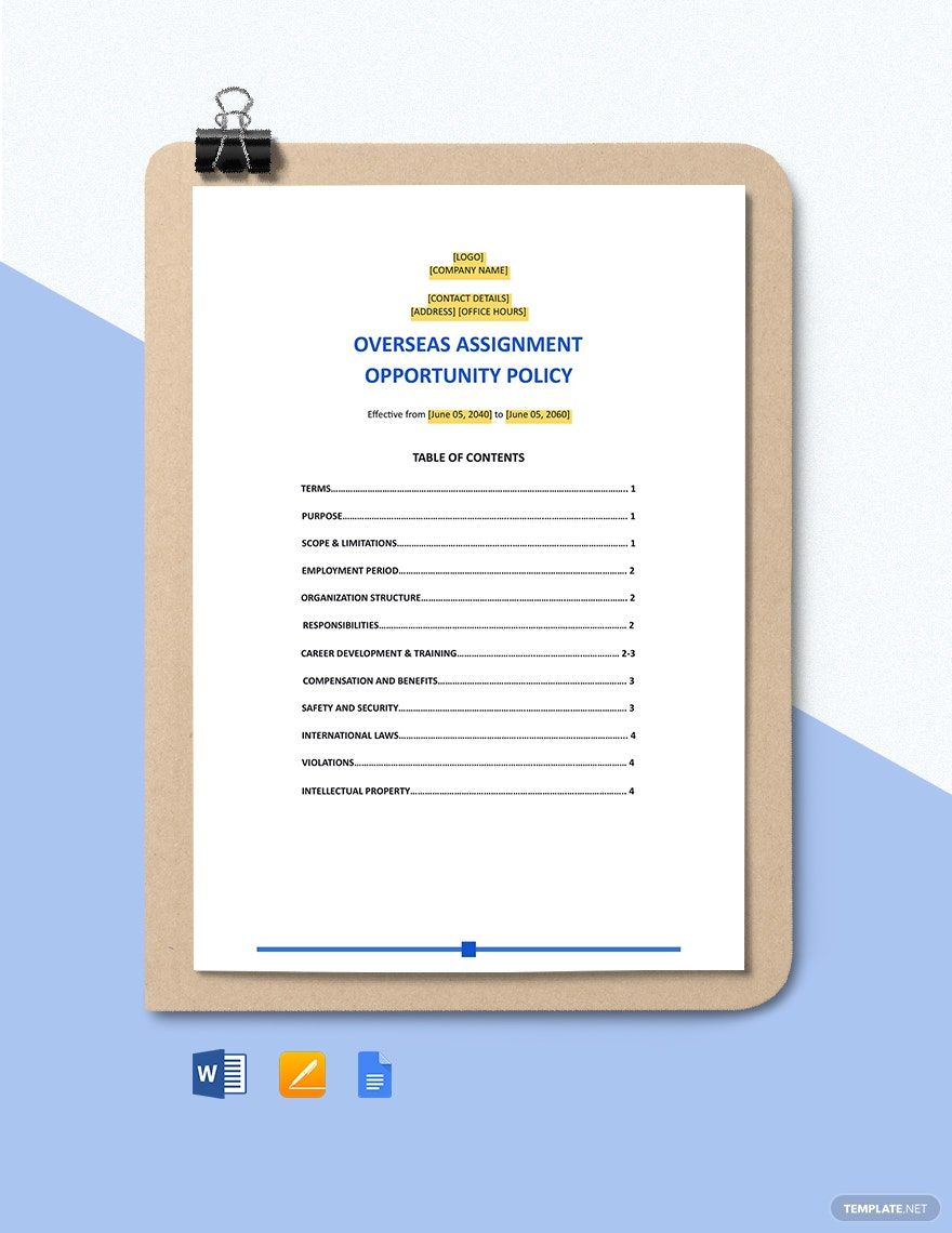 Overseas Assignment Opportunity Policy Template