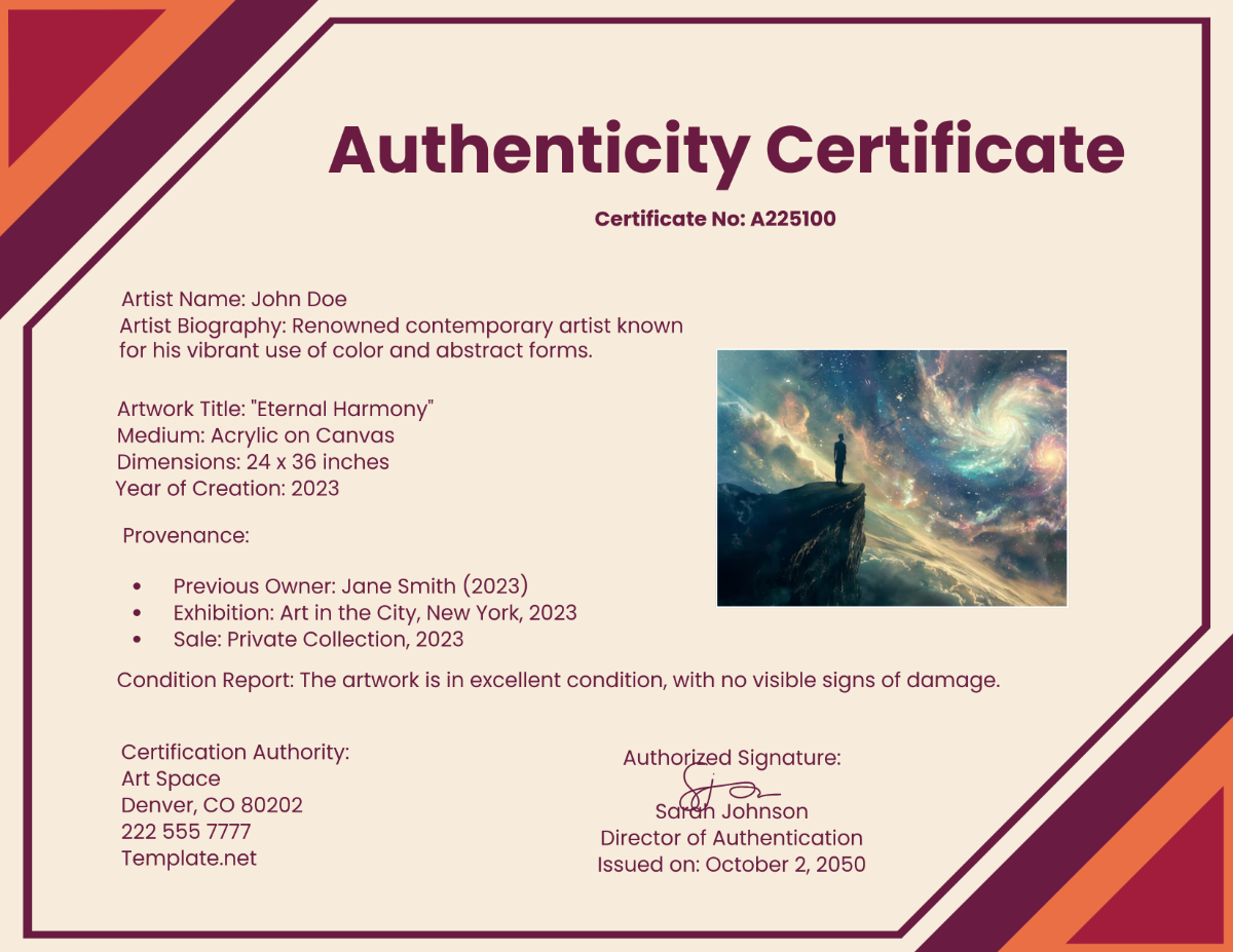 Editable Authenticity Certificate Template - Edit Online & Download