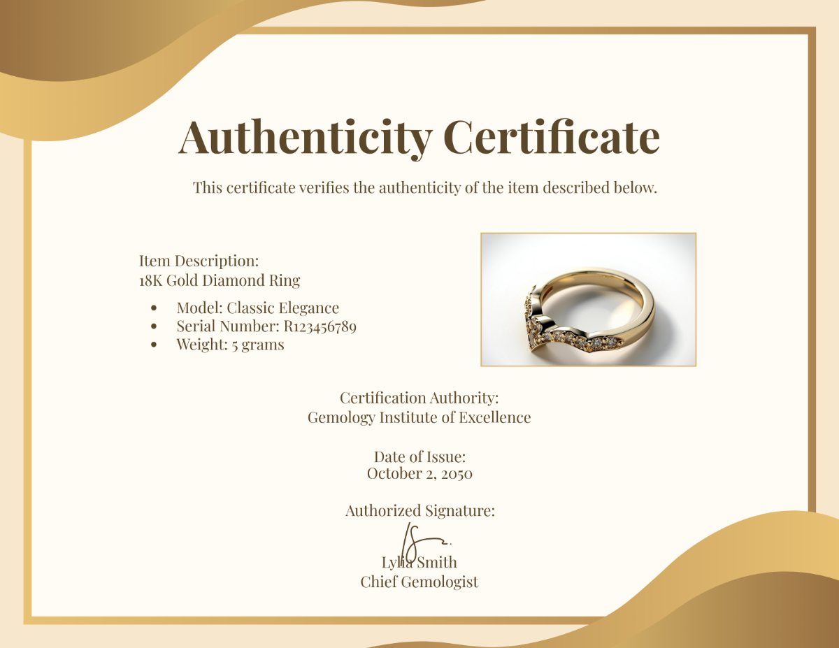 Blank Authenticity Certificate Template - Edit Online & Download