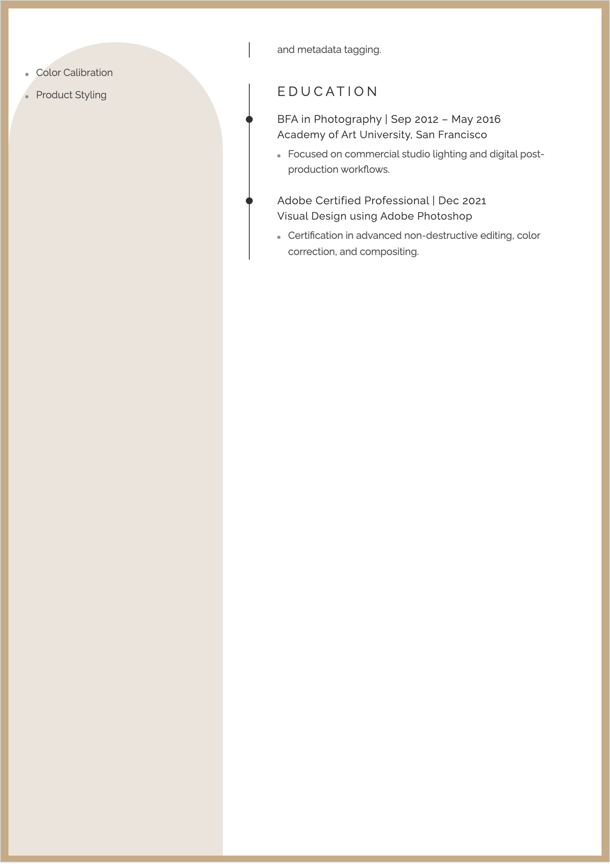 Free Online Photo ATS Resume Template, AI Resume Builder