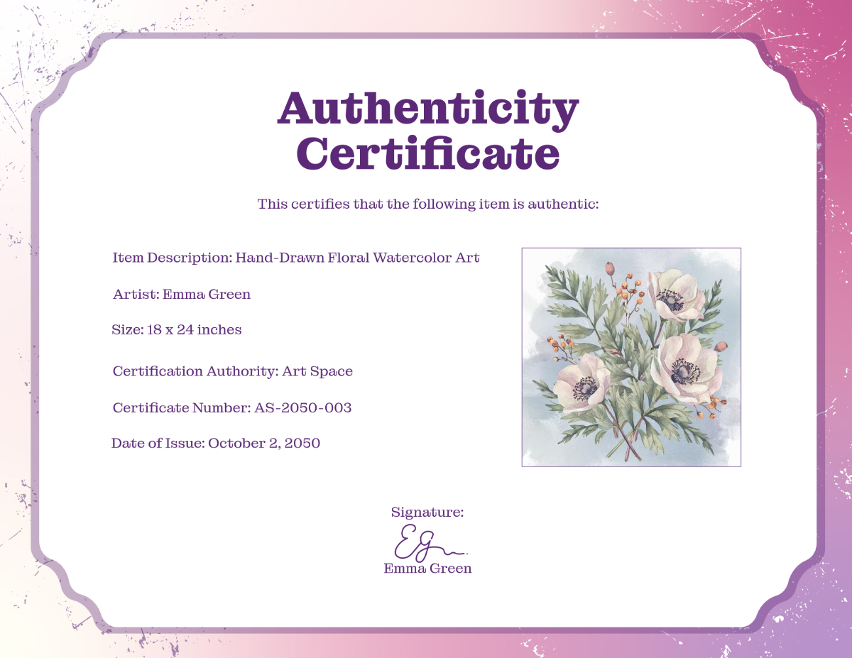 Hand Drawn Authenticity Certificate Template - Edit Online & Download