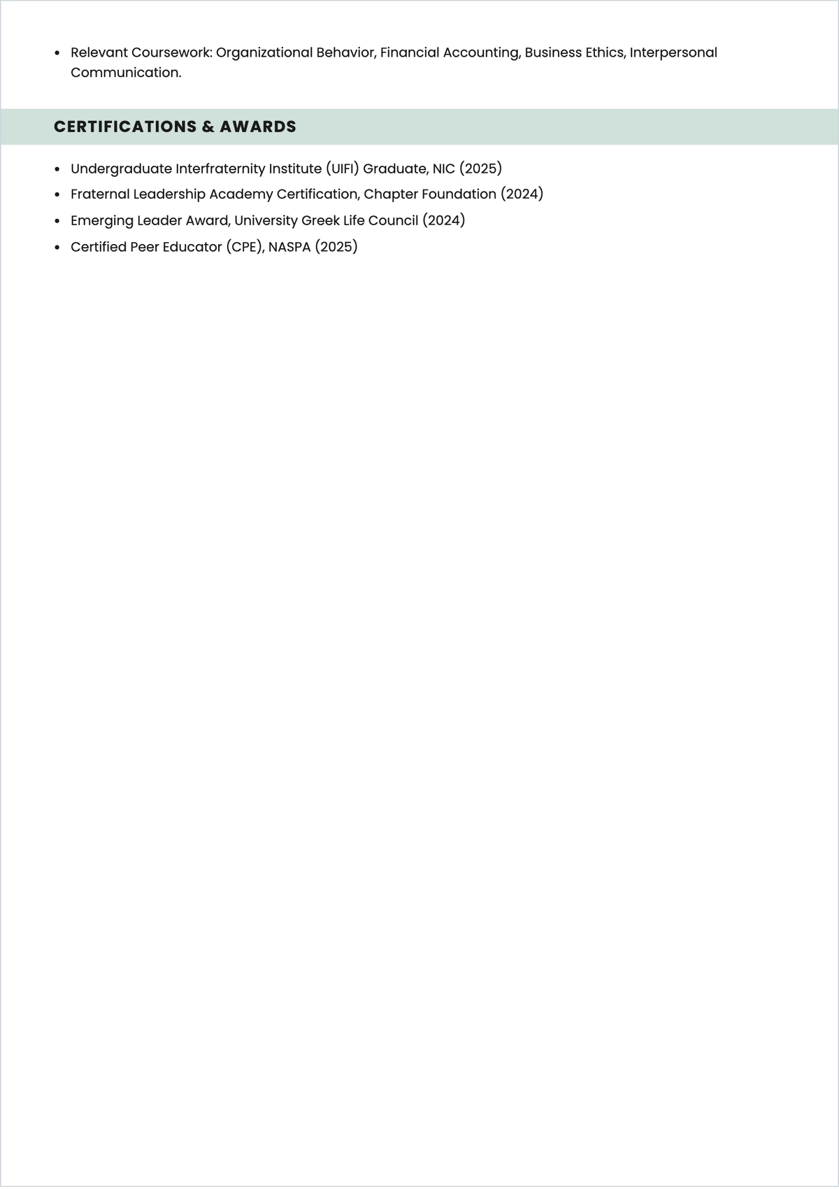 Free Fraternity Photo ATS Resume Template, AI Resume Builder
