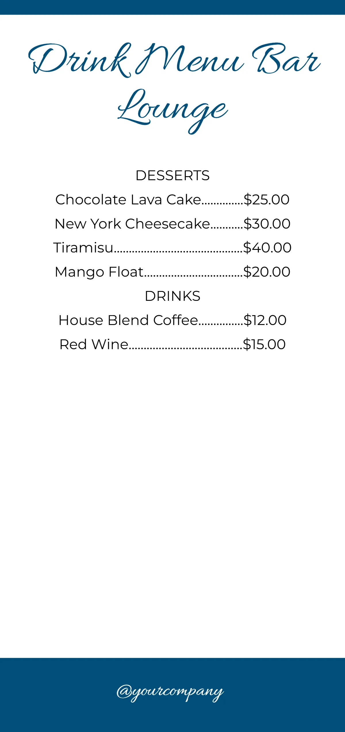 Free DIY Menu Template to Edit Online