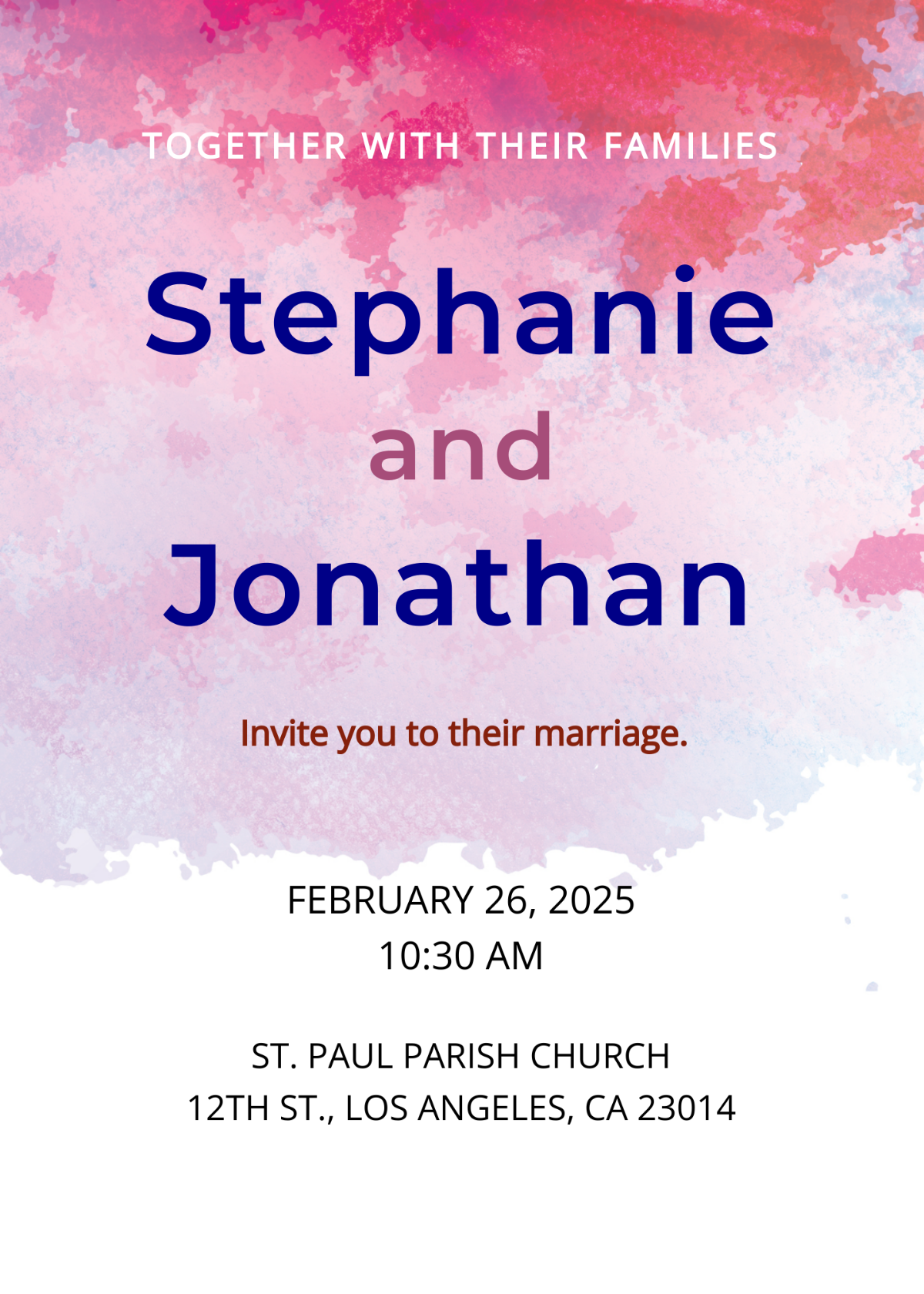 Watercolour Wedding Invitation