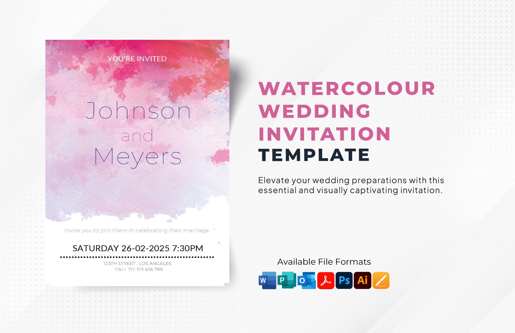 Watercolour Wedding Invitation Template