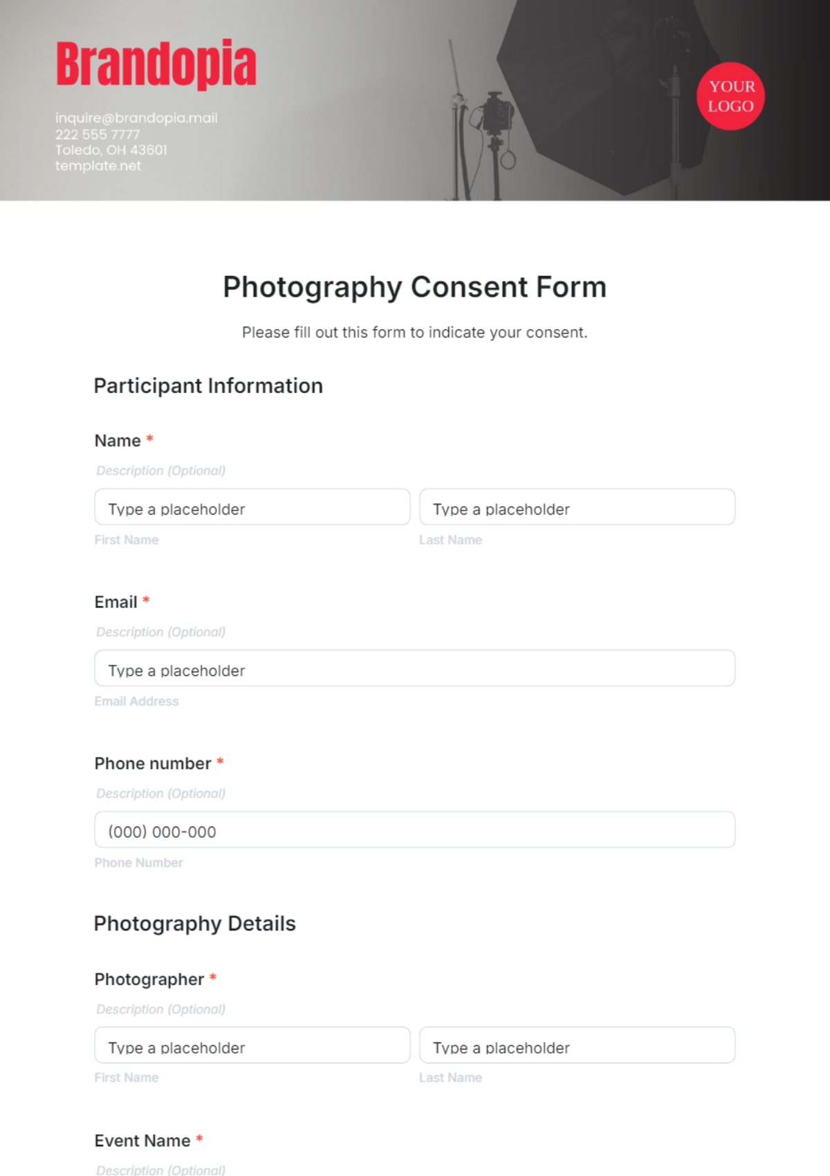 Photography Consent Form Template - Edit Online & Download