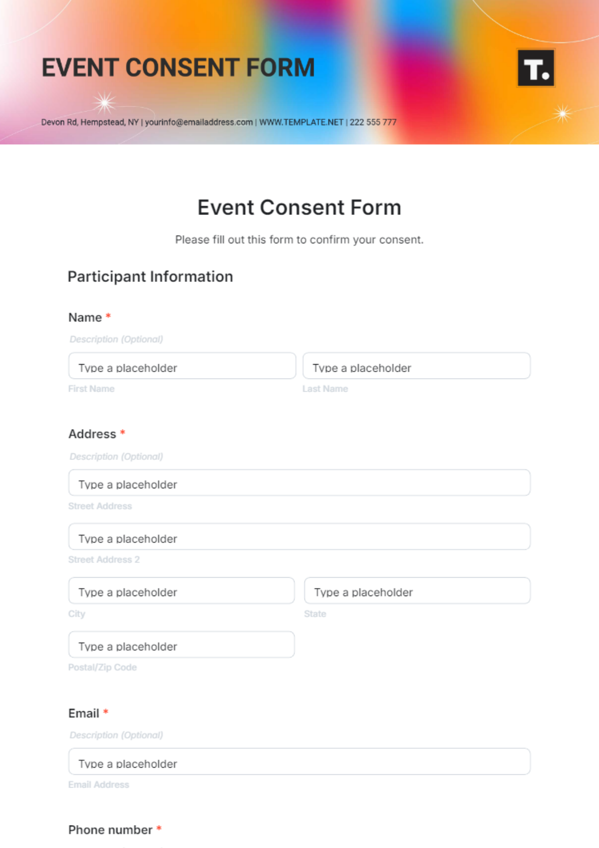 Event Consent Form Template - Edit Online & Download