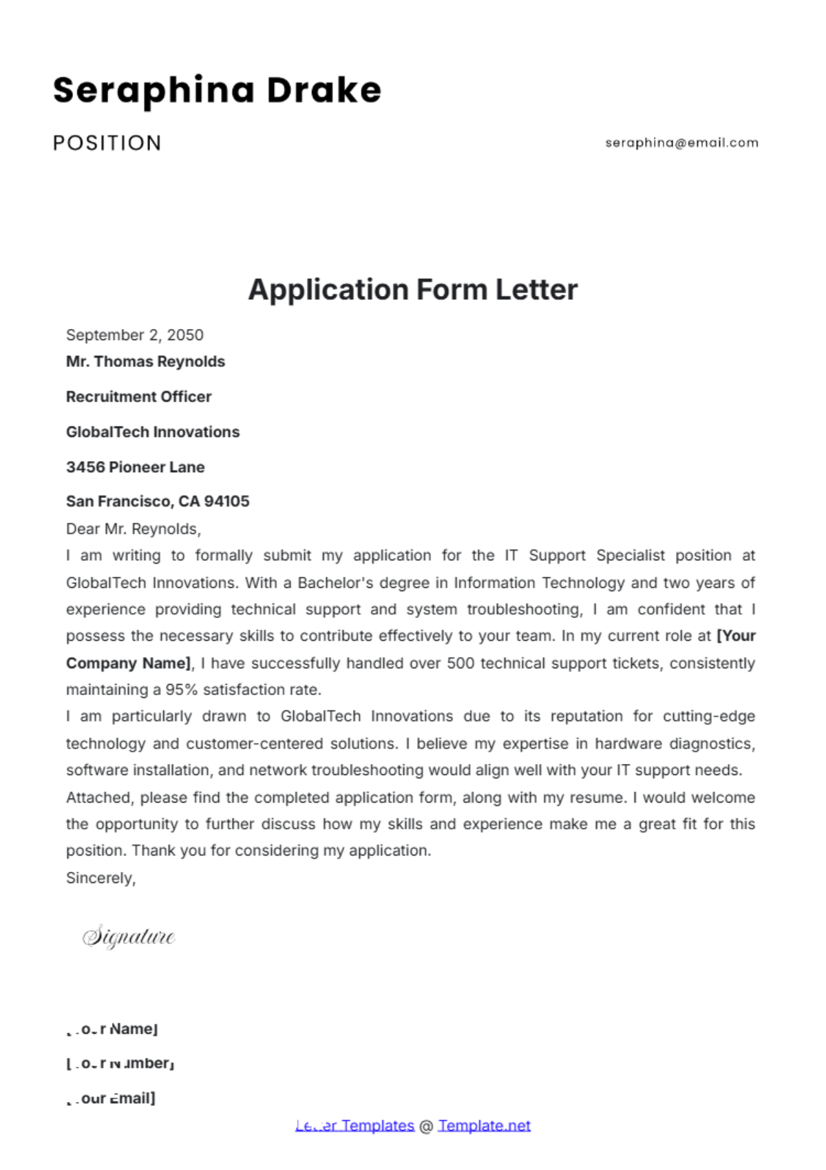 Application Form Letter Template - Edit Online & Download