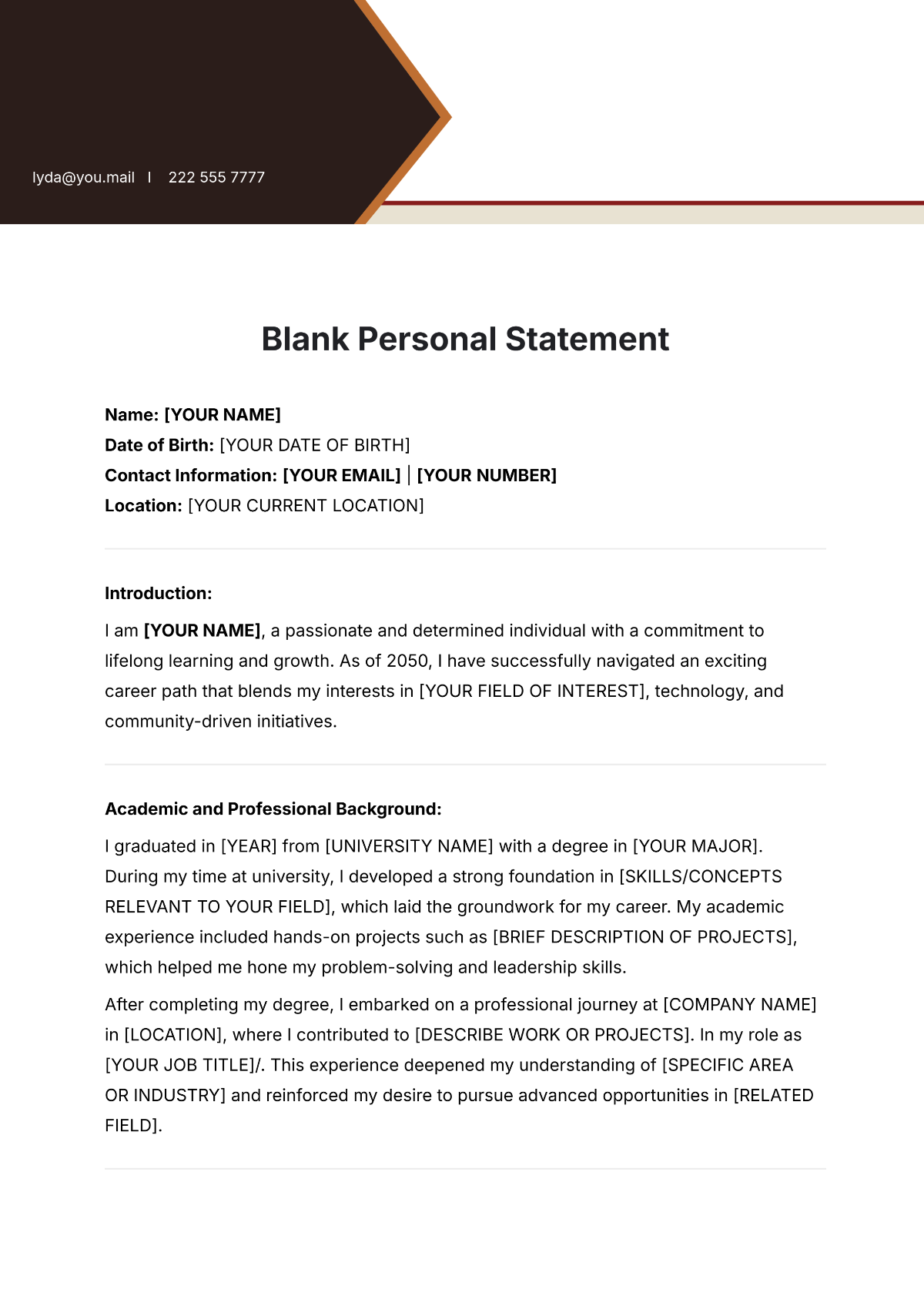 Blank Personal Statement Template - Edit Online & Download