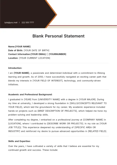 Free Blank Personal Statement Template to Edit Online