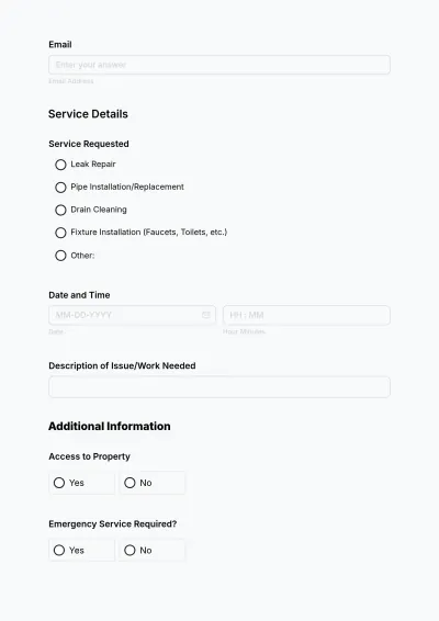 Free Plumbing Work Order Form Template to Edit Online