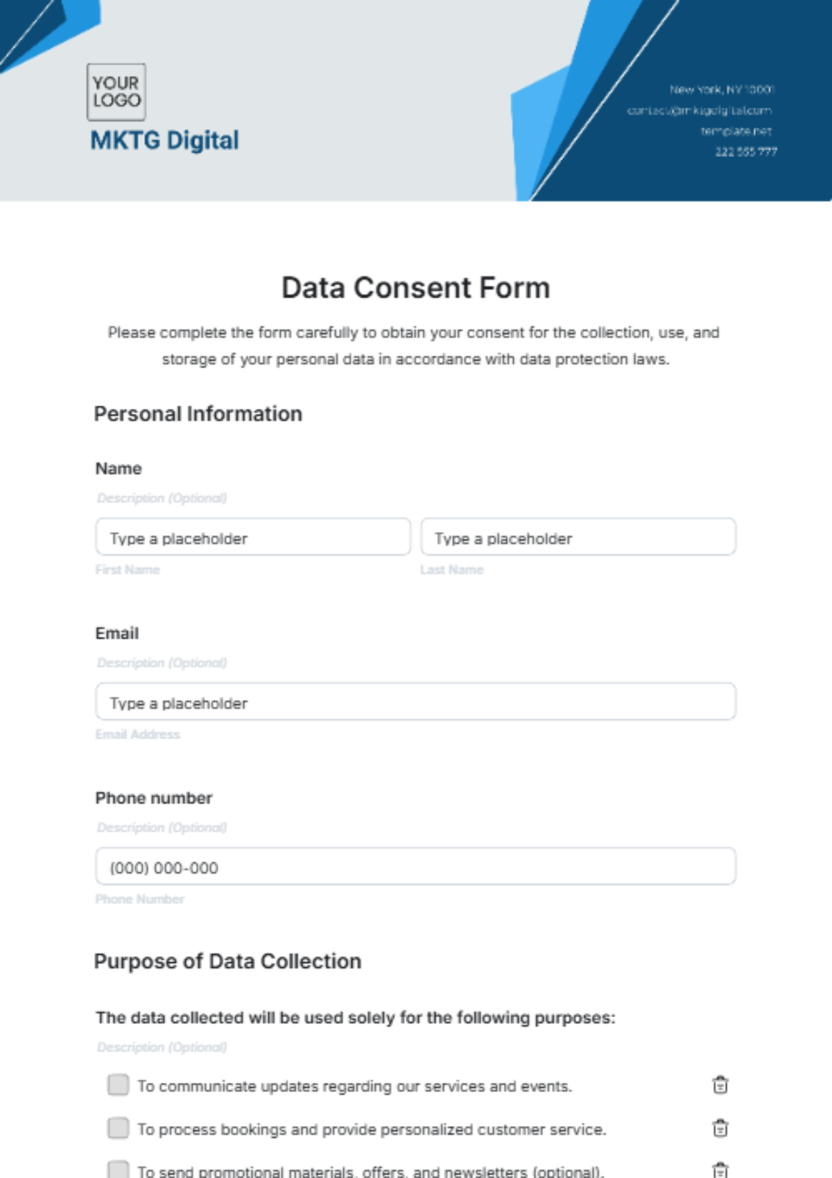 Data Consent Form Template - Edit Online & Download