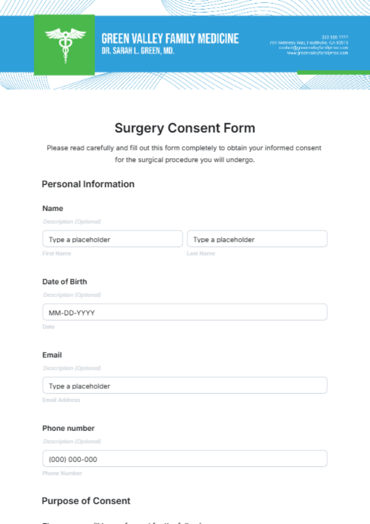 Surgery Consent Form Template - Edit Online & Download