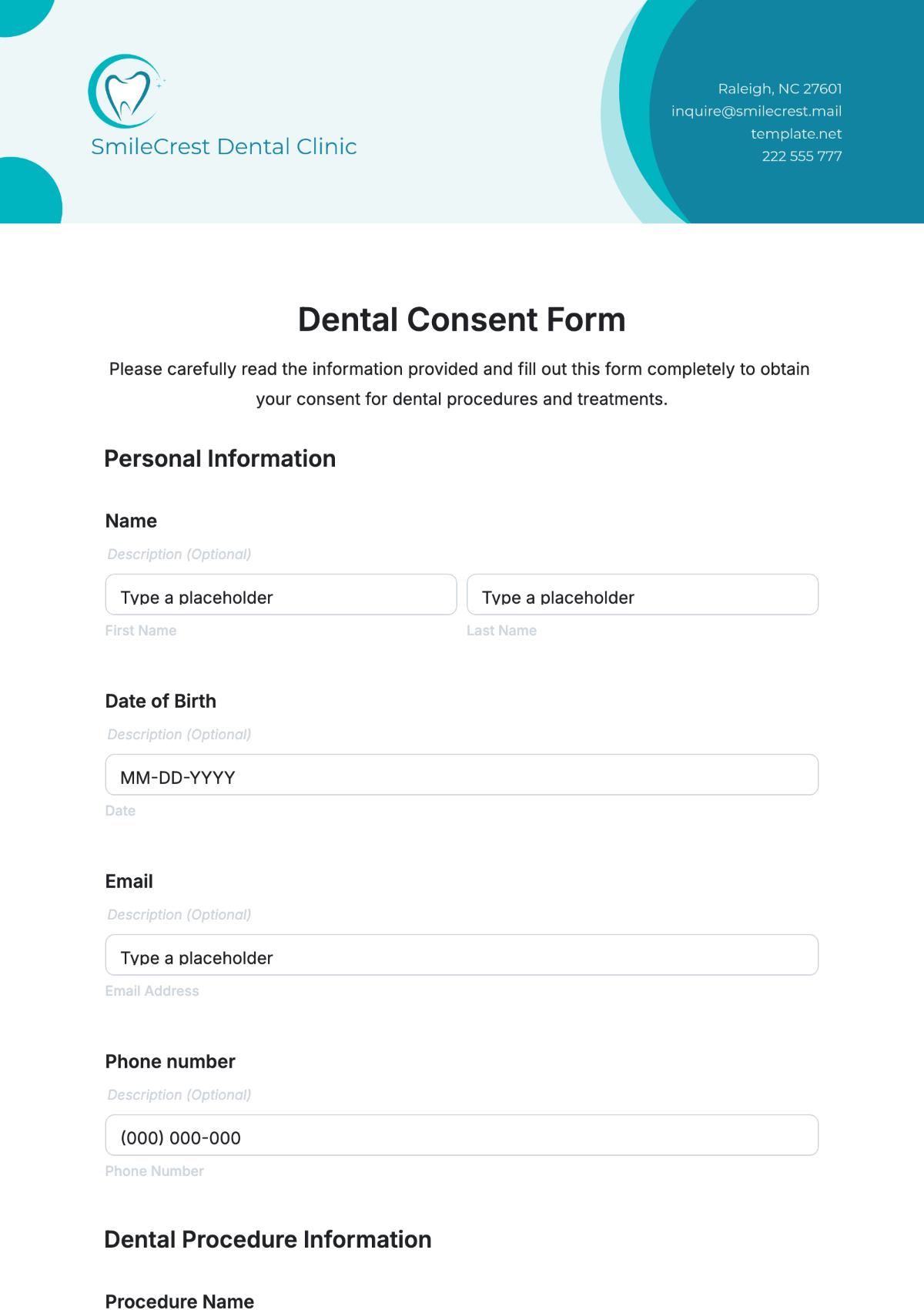 Dental Consent Form Template - Edit Online & Download