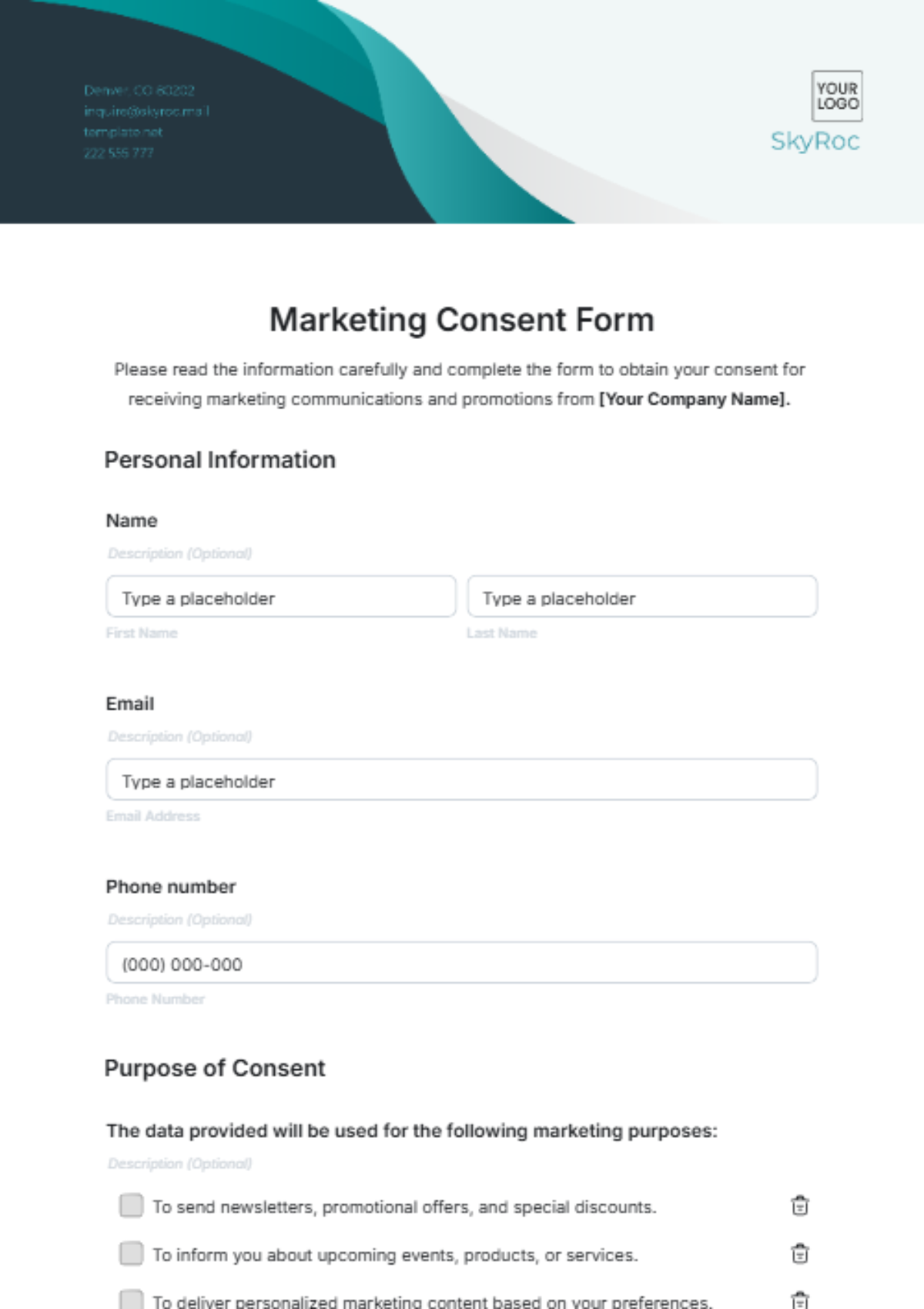 Marketing Consent Form Template - Edit Online & Download