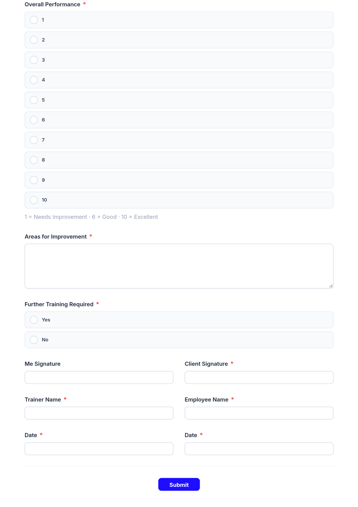 Free On-the-Job Training Form Template & AI Maker