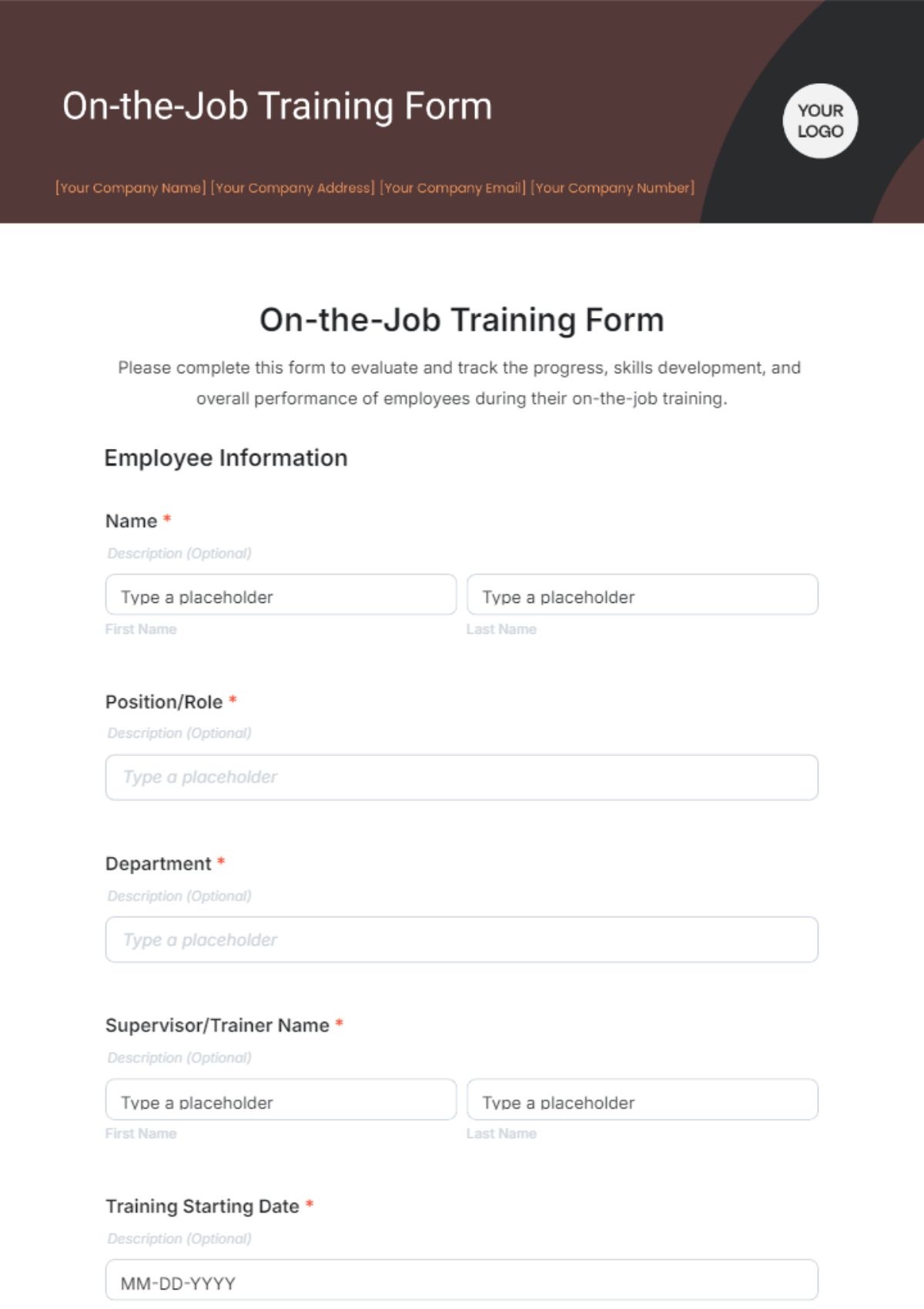 On-the-Job Training Form Template - Edit Online & Download