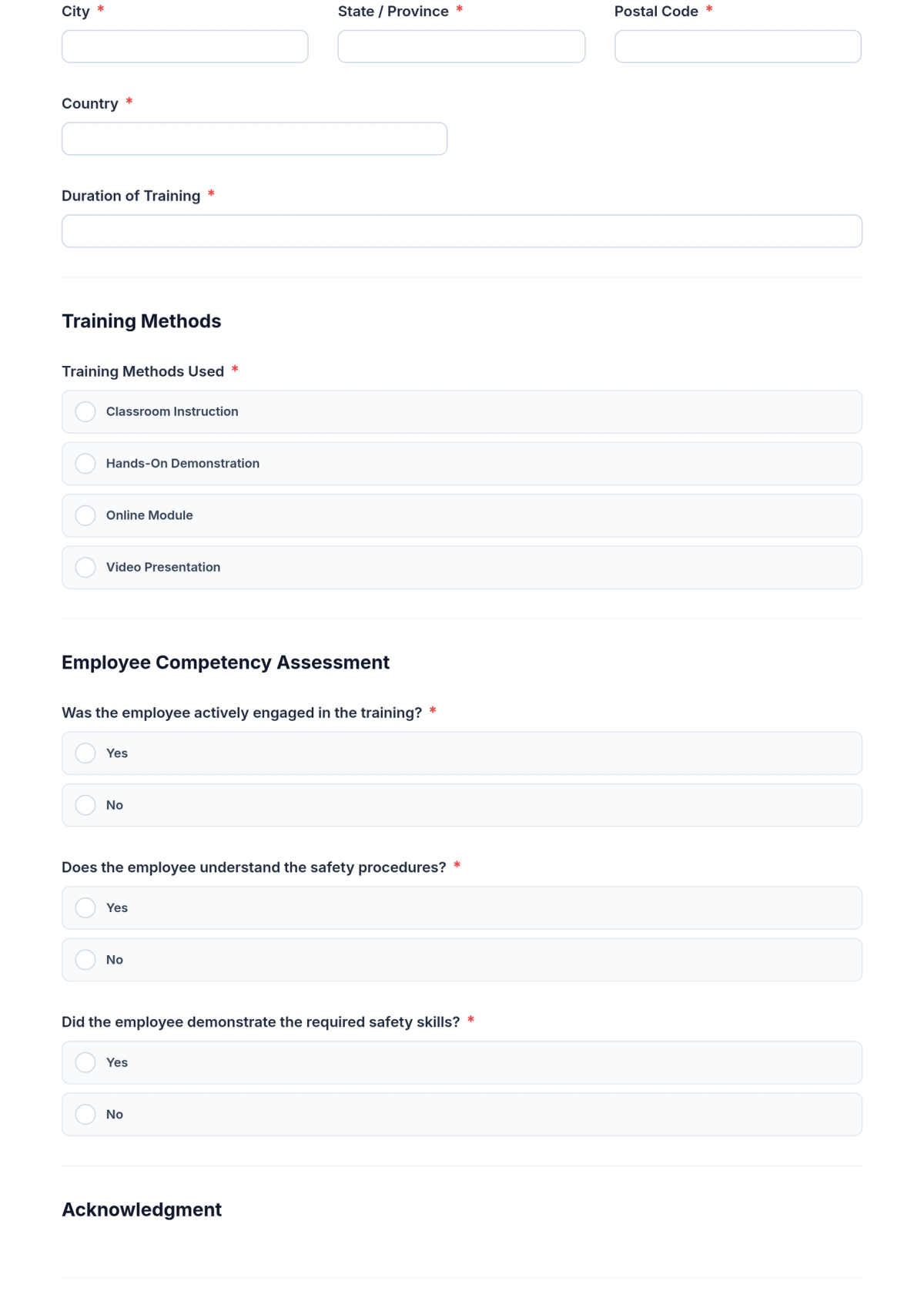 Free Safety Training Form Template & AI Safety Training Form Maker Free Safety Training Form Template & AI Safety Training Form Maker