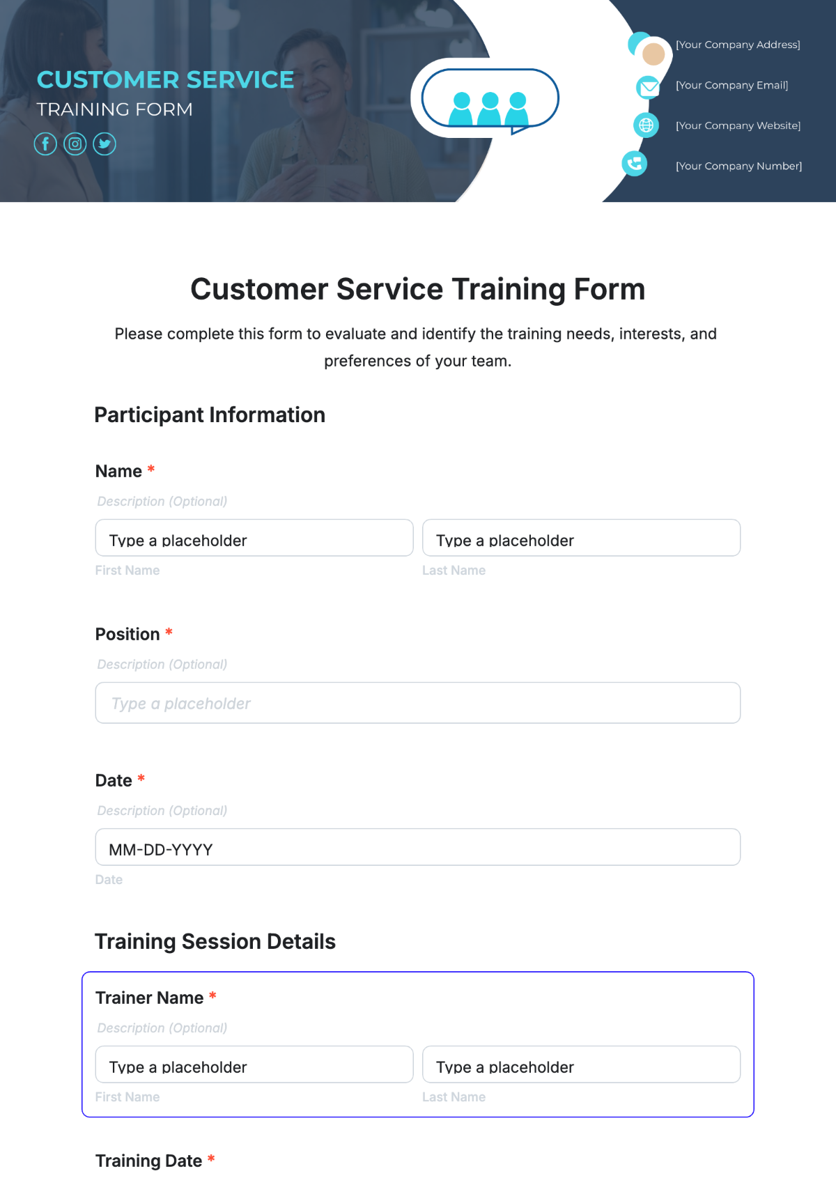 Customer Service Training Form Template - Edit Online & Download