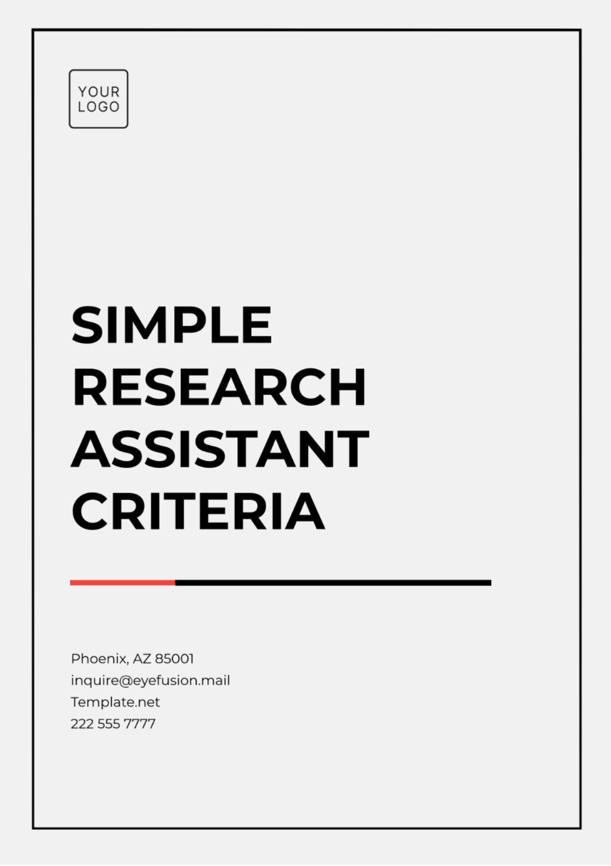 Simple Research Assistant Criteria Template - Edit Online & Download