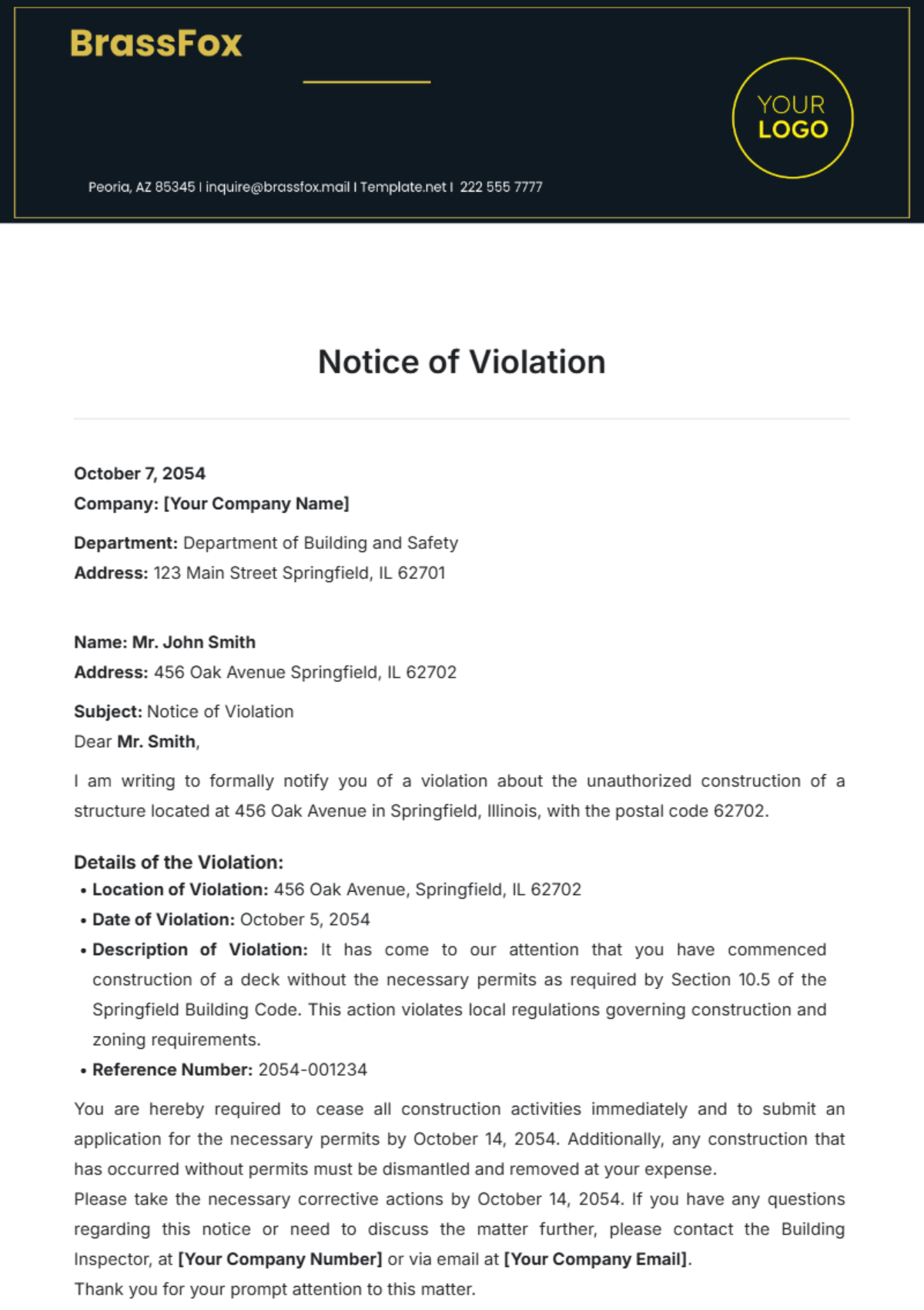 Notice of Violation Template - Edit Online & Download