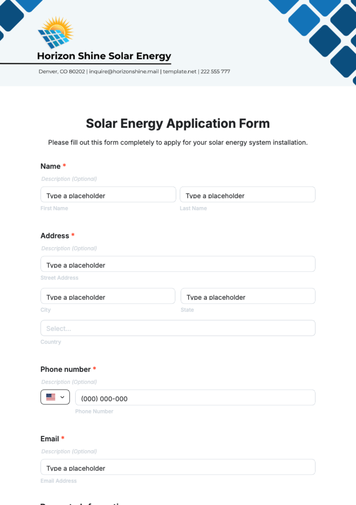 Solar Energy Application Form Template - Edit Online & Download