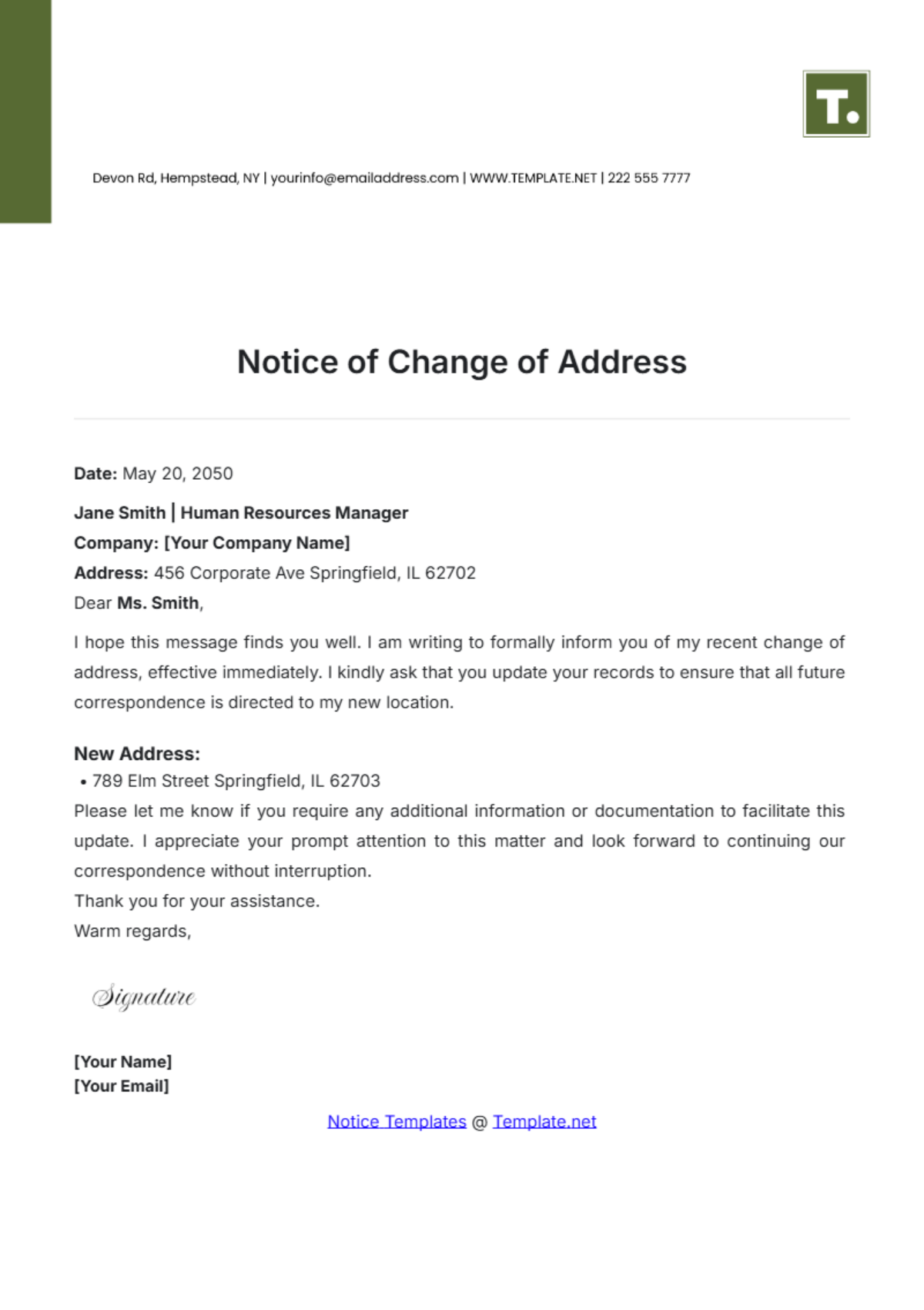 Notice of Change of Address Template - Edit Online & Download