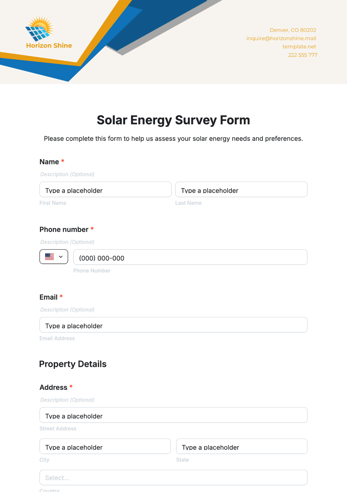 Solar Energy Survey Form Template - Edit Online & Download