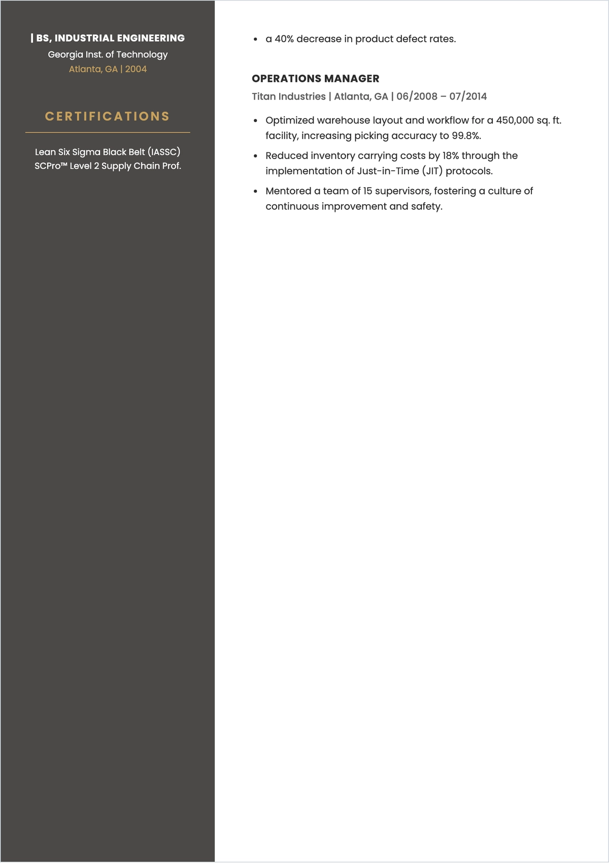 Free Senior Professional Experience Resume Template to Edit Online