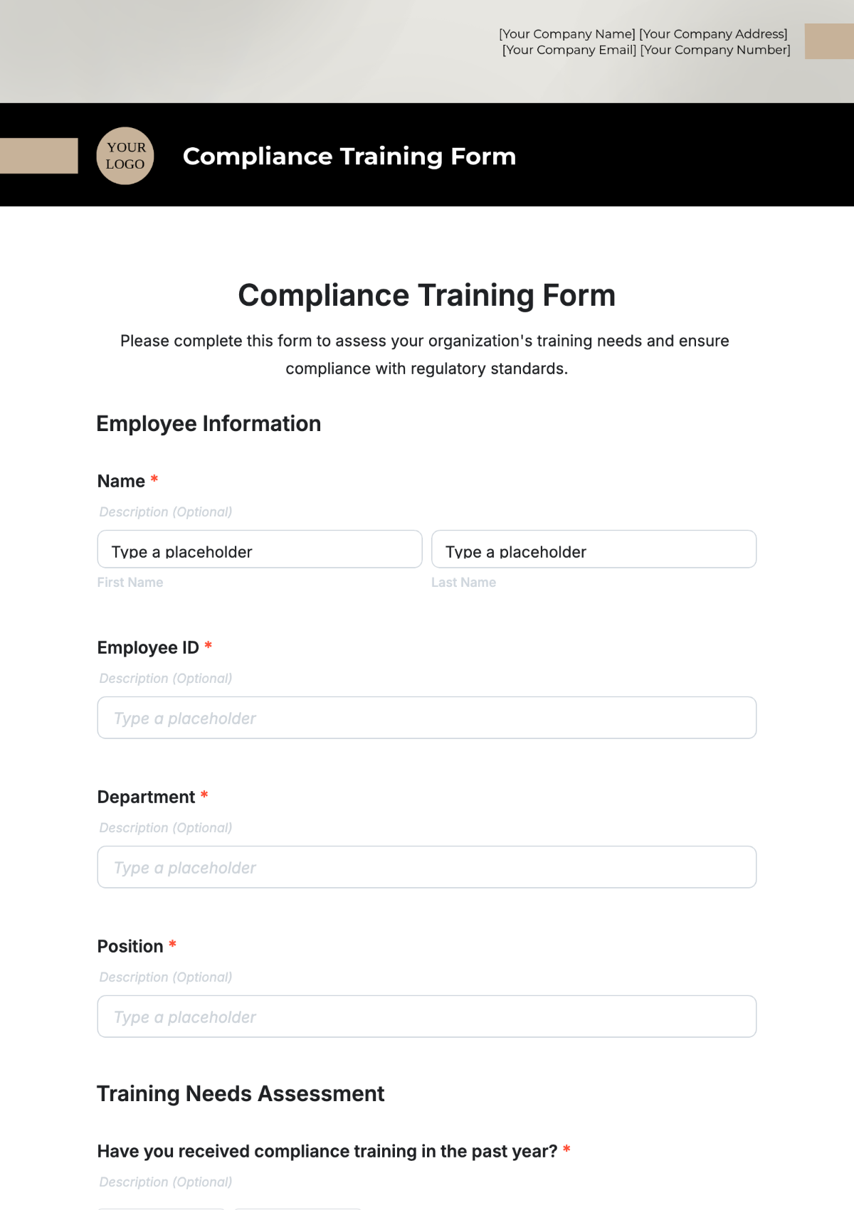 Compliance Training Form Template - Edit Online & Download