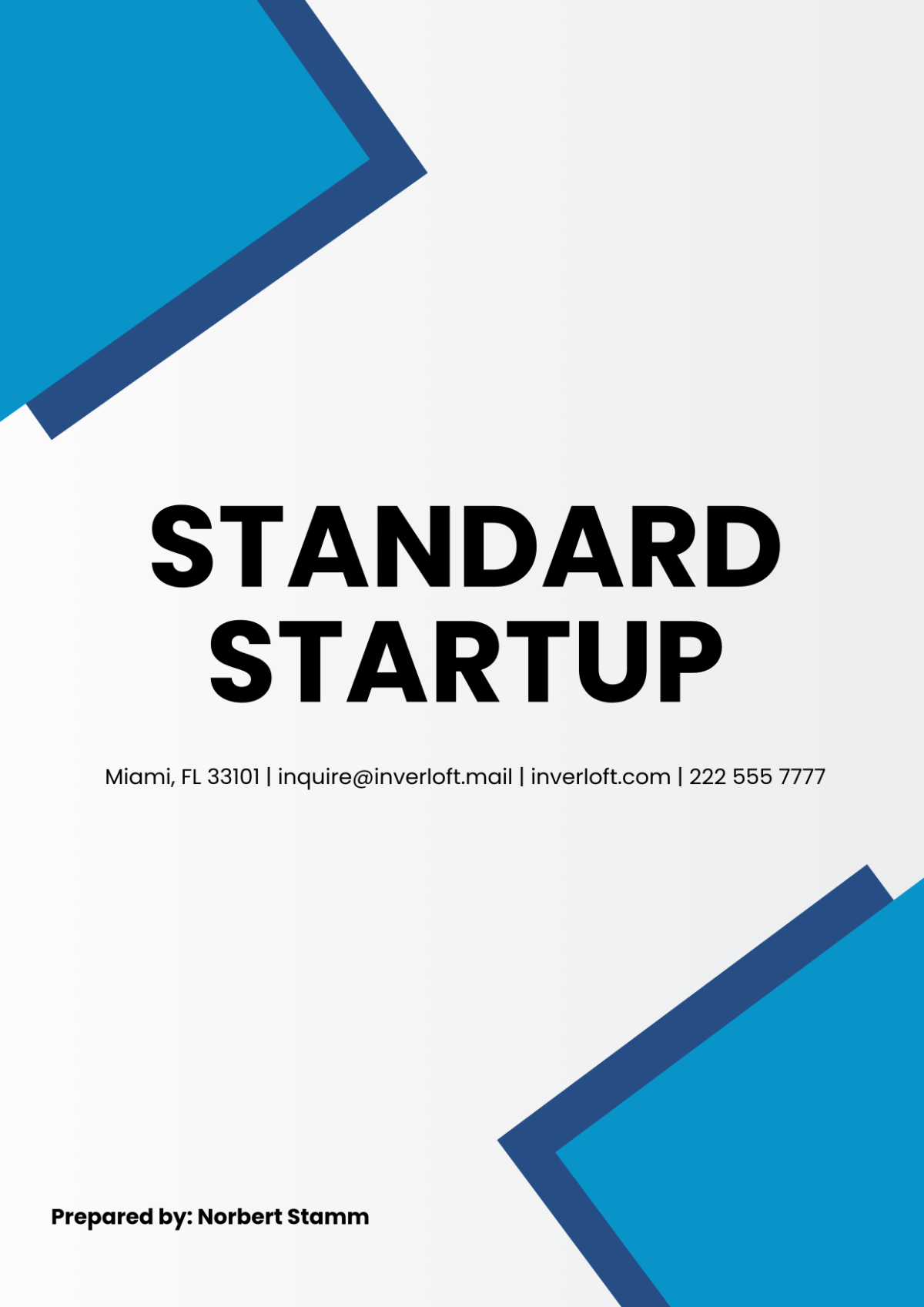 Standard Startup Cover Page