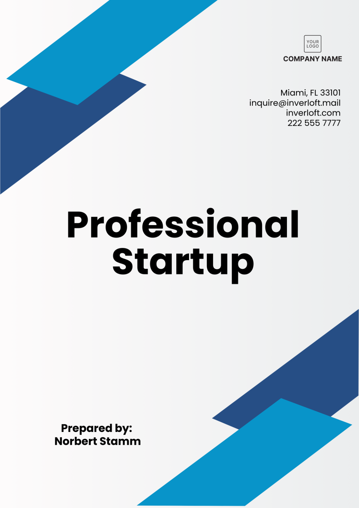 Professional Startup Cover Page