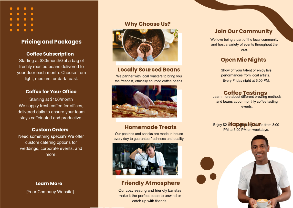 Free Coffee Shop Pamphlet Template to Edit Online