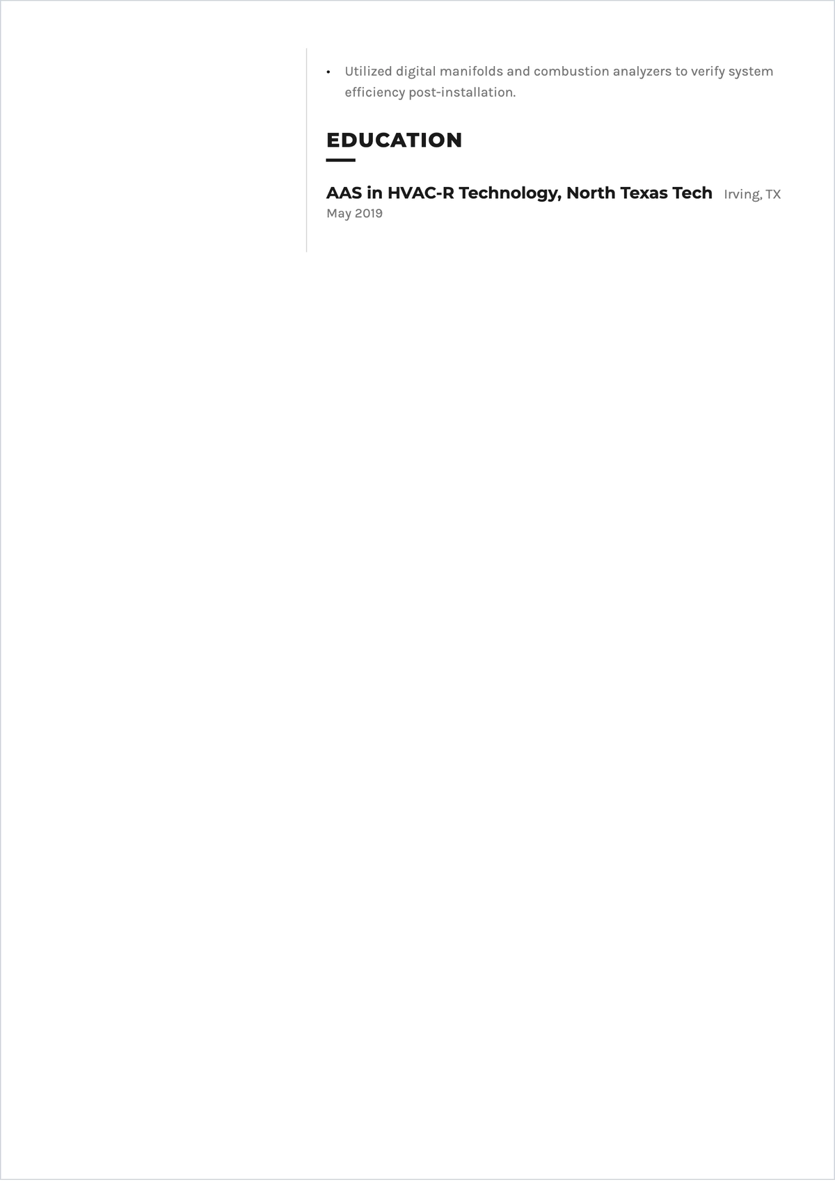Free HVAC Technician ATS Resume Template, AI Resume Builder